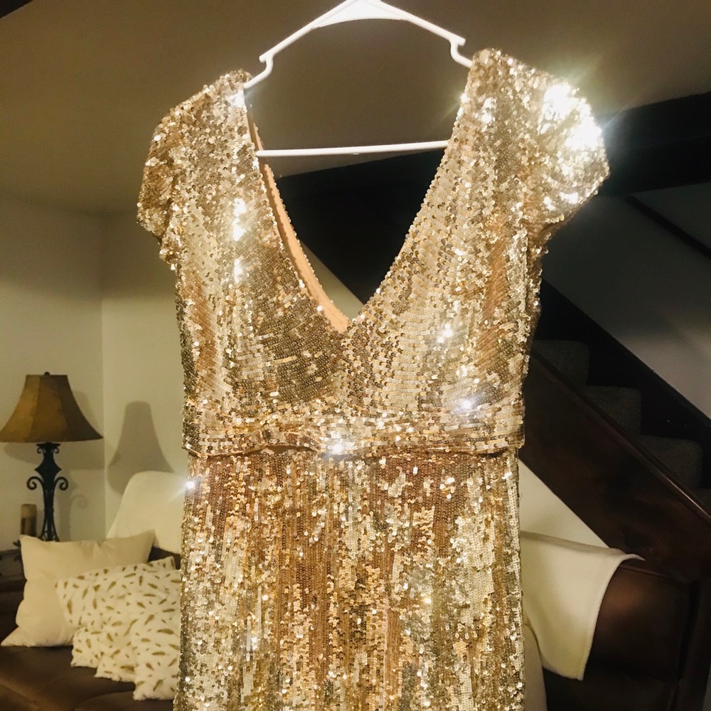 Jovani golden cocktail dress